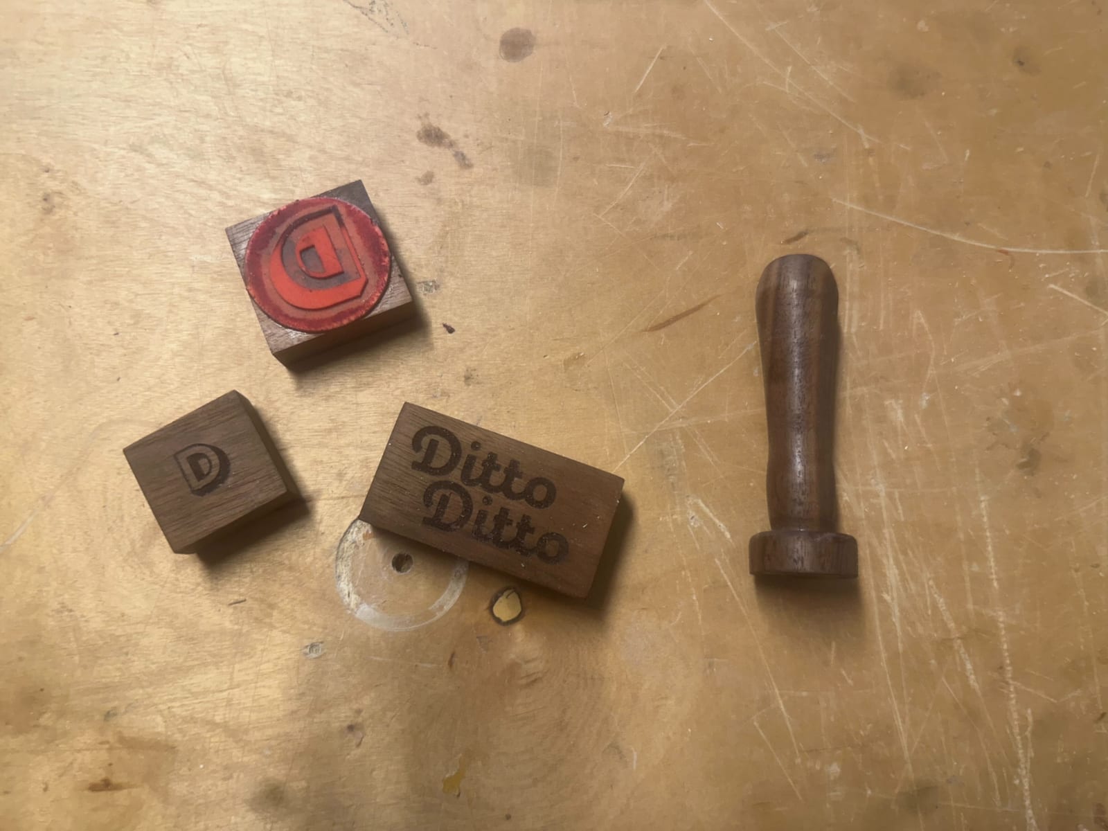 Custom branding stamps, walnut